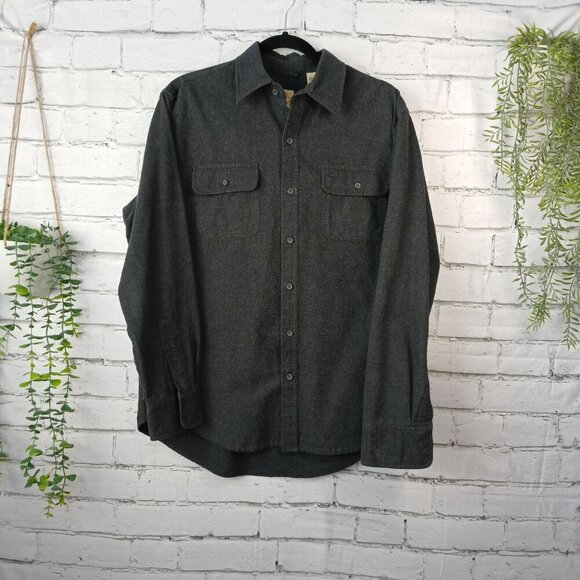 MENS TIMBERLAND BRUSHED COTTON LONG SLEEVE GRAY BUTTON DOWN, SIZE MEDIUM - Picture 2 of 6